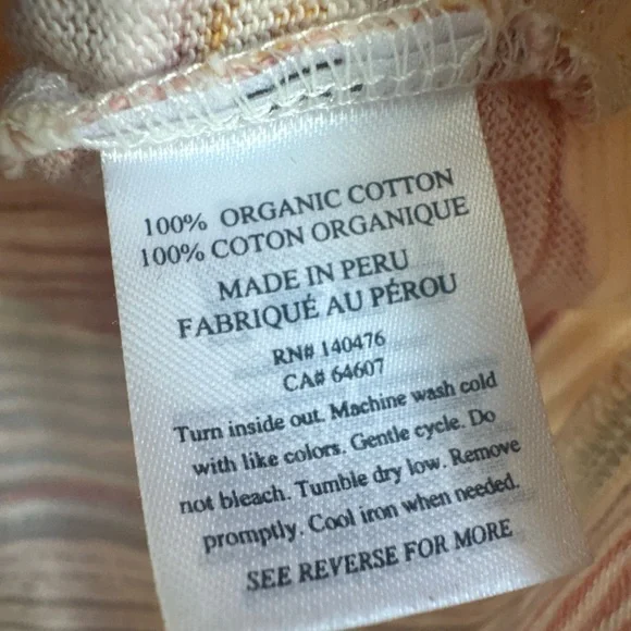 Faherty Sunwashed Slub Crewneck Sweater L Multi Stripe Landscape Raglan Sleeve - Picture 4 of 7